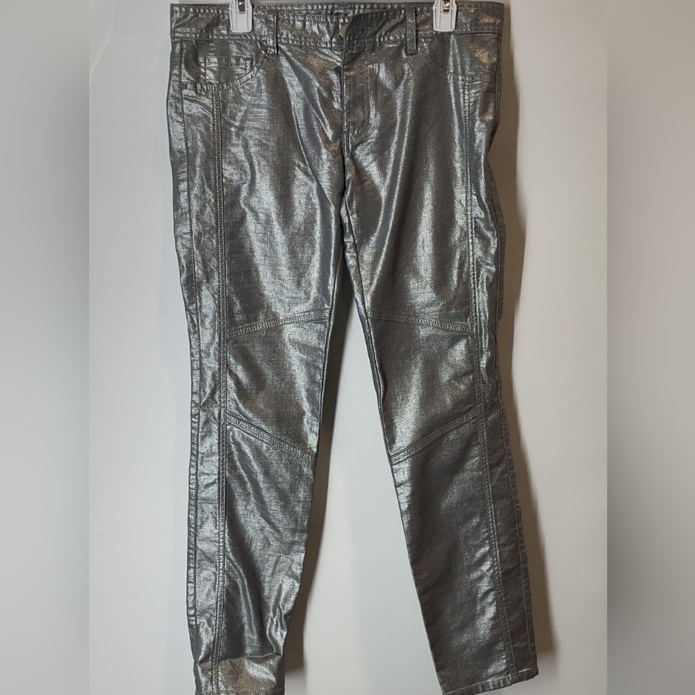 Armani Exchange Womens Silver Cotton Blend Skinny Jeans Size 10